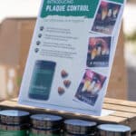PawTree plaque control product display with before and after images