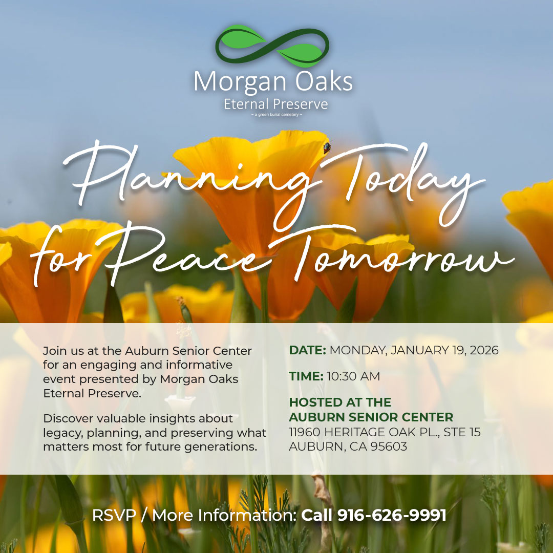 Event flyer for Morgan Oaks Eternal Preserve seminar